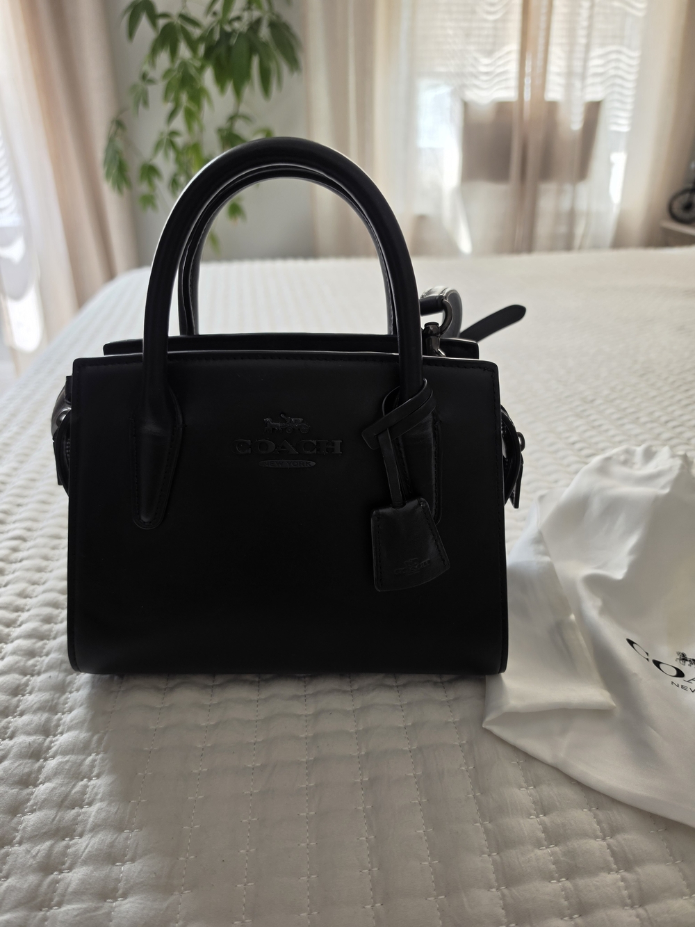 Coach Andrea Black Leather Medium Satchel - Picture 14 of 16